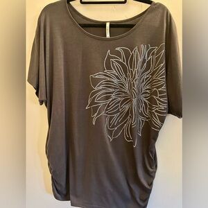 Espresso Dark Gray Embellished Short Sleeve Top